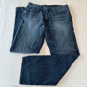 Calvin Klein Jeans Mens 34x32 Relaxed Straight Leg Dark Wash Blue Denim Cotton